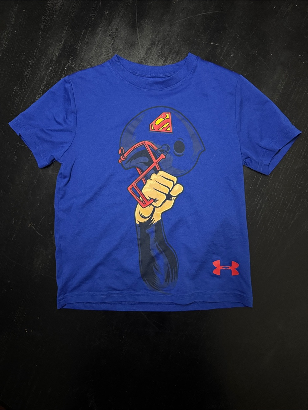 Under Armour Boys' Blue Superman Football Graphic Tee